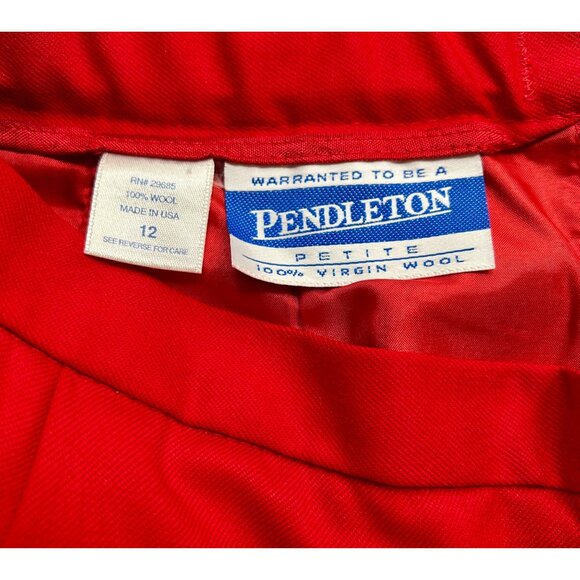 Vintage Pendleton 100% Wool Red Pencil Skirt w/ Pockets USA Made Sz 12P - Picture 3 of 10